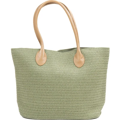 Afbeelding van Monnq strandtas met rits rieten tas riet Magha Olive