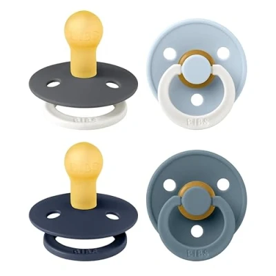 Afbeelding van BIBS Colour speen verpakking 4 stuks, BPA vrije fopspeen, Ronde speen. Natuurlijk rubberlatex, Gemaakt in Denemarken. Maat 1 (Verpakking stuks), Petrol Glow Mix