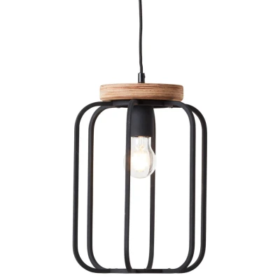 Afbeelding van Brilliant Hanglamp Tosh zwart met houtbruin 99501/66