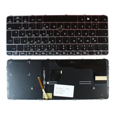 Afbeelding van Keyboards4Laptops HP EliteBook 820 G3 met aanwijzer Zilveren frame achtergrondverlichting Zwart Duitse lay out vervangend laptoptoetsenbord