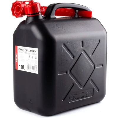 Afbeelding van Plastic Jerrycan 10L Zwart/Rood Inclusief flexibele trechter pijp
