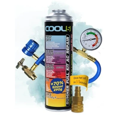 Afbeelding van COOL5 Airconditioning reparatieset, AC + APC 500ml (5in1 1 blikje R1234yf Kabel Adapter)