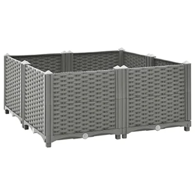 Afbeelding van vidaXL Plantenbak verhoogd 80x80x38 cm polypropyleen, plantenbak, plantenpot, bloempot, tuinbak, bloembak, tuinbed, planten bak, bloem bed, tuin bak