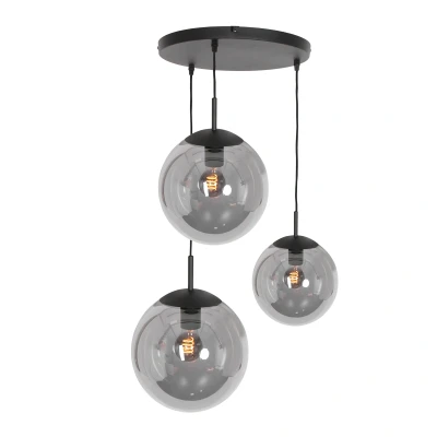 Afbeelding van Steinhauer hanglamp bollique 3 lichts 40 x200 cm zwart