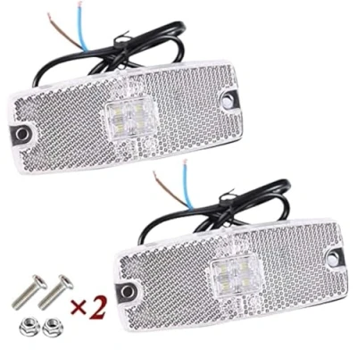 Afbeelding van ETUKER 2 x witte front positielicht, zijmarkeringslampen, led zijlichten, vrachtwagenzijlichten, helder licht met reflector, voor caravans, bestelwagens, ECE getest, wit