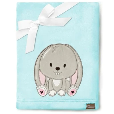 Afbeelding van Be Mammy Warme kinderdeken Knuffel Cadeau voor het kind met 3D applicatie BE20 168 (Poederblauw Konijn)