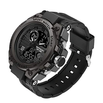 Afbeelding van AIMES Heren Horloges Sport Outdoor Waterdichte Militaire Horloge voor Mannen Tactisch Analoge Digitale Datum Alarm Stopwatch Multifunctionele Tactiek Groot Gezicht Mannen, Zwart,