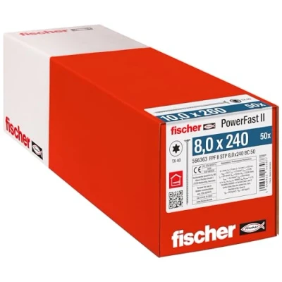 Afbeelding van Fischer PowerFast II 566363 Verzonken houtschroef 8 mm 240 Interne vertanding Staal Galvanisch verzinkt 50 stuk(s)