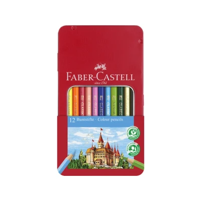 Afbeelding van 6x Kleurpotlood Faber Castell Castle zeskantig metalen etui met 12 stu