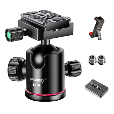 Afbeelding van Camerastatief kogelkop Manbily 36 mm 360 panoramische fotografie kop met 1/4 snelkoppelingsplaat voor statief, monopod, DSLR camera camcorder, max. belasting 8 kg (KF 0)