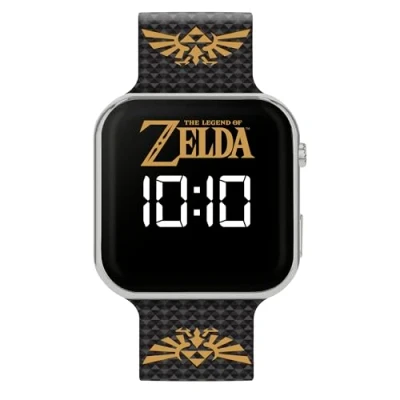 Afbeelding van Zelda Kids LED digitaal horloge met zwarte siliconen band GLZ4013, Zwart, Modern