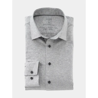 Afbeelding van OLYMP Luxor 24/Seven modern fit overhemd zilvergrijs tricot Strijkvriendelijk Boordmaat: 38
