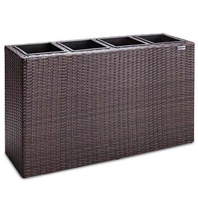 Afbeelding van Polyrattan Bloembak 4 delig Bruin 95 x 27 60 cm