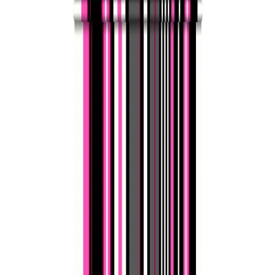 Afbeelding van Leen Bakker ESTAhome Behang Strepen Roze En Zwart 53cm X 10,05 M Vlies