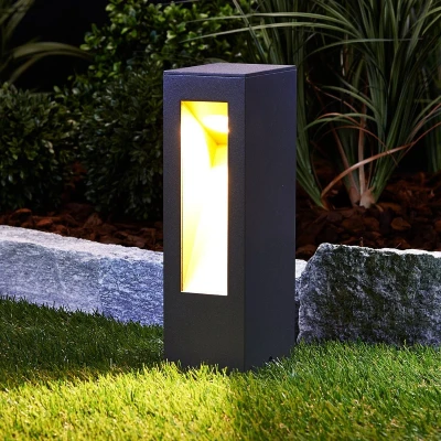 Afbeelding van Lucande LED buitenlamp 1licht aluminium, kunststof H: 25.3 cm grafietgrijs, mat goud Inclusief lichtbron