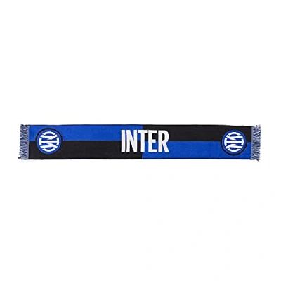 Afbeelding van ZeroPlayer Inter sjaal met logo in ruitpatroon, jacquard, uniseks, volwassenen, zwart/blauw, eenheidsmaat