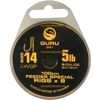 Afbeelding van Guru LWGF Feeder Special 100cm (8 rigs) Maat : 0.15mm haak 14