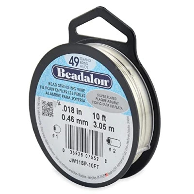 Afbeelding van Beadalon JW11SP 10FT 49 Strand Kraal Stringdraad, 0,018 inch, verzilverd, 10 voet