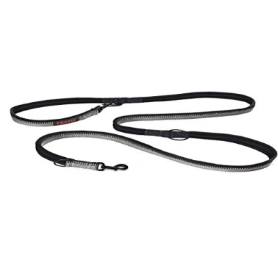 Afbeelding van HALTI Dubbelzijdige riem voor honden, maat klein, zwart, 2 m, beste premium puppy en hondenriem, neopreen gevoerd, gemakkelijk te gebruiken, reflecterend, verstelbare lengtes, ideale hondenriem