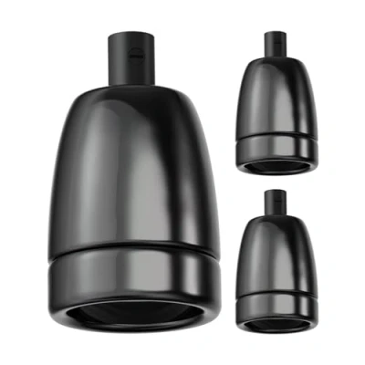 Afbeelding van ledscom.de 3 stuks E27 fitting, porselein, zwart, 230V AC, max. 300W