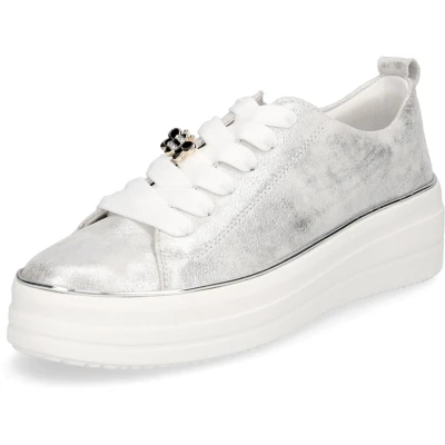 Afbeelding van Remonte D1C03 Low Top sneakers voor dames, lage schoenen, losse inlegzool, zilver platina 81, 39 EU