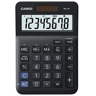 Afbeelding van Casio MS 8F Bureaurekenmachine Zwart Aantal displayposities: 8 werkt op batterijen, zonne energie (b x h d) 101 148.5 27.6 mm