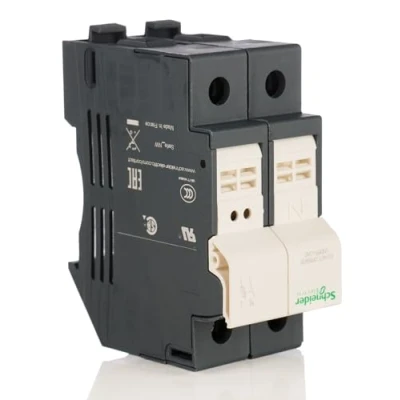 Afbeelding van Schneider Electric DF102 Zekeringsschijf, 2 polig, afmetingen van de zekering 10 x 38 mm, 88,5 hoogte 35 breedte 64 diepte 32 A, 400 690 V