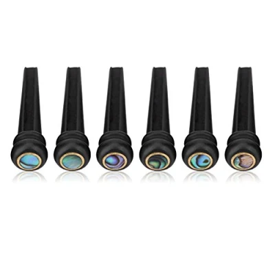Afbeelding van 6Pcs Folk Guitar Bridge Pins, Ebony Pins With Abalone Shell for 6 String Acoustic Guitars