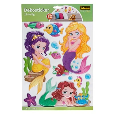 Afbeelding van Idena 31262, decoratieve stickers in 3D look, zeemeerminnen en vissen, 11 delig