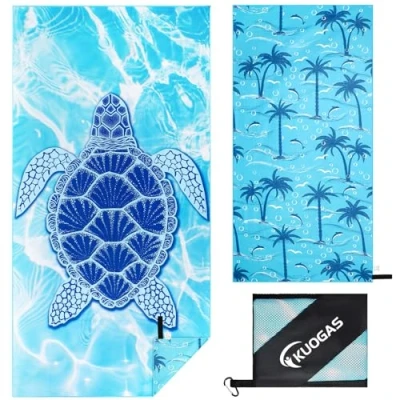 Afbeelding van KUOGAS Strandlaken XXL, 180 x 90 cm, grote, sneldrogende microvezelhanddoek, zandvrije badhanddoek, stranddeken voor dames