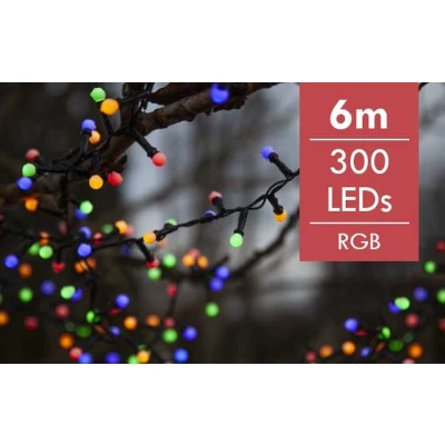 Afbeelding van Kerstboomverlichting LED Multi Berry mini 6 meter div lichtstanden 300 lampjes