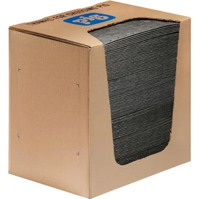 Afbeelding van New PIG MAT251 Universele mat, 37,1 l absorptievermogen, 33 cm lengte x 25 breedte, 100 matten/dispenser, grijs (100 stuks)