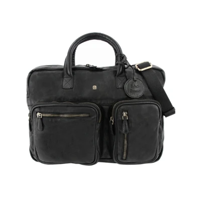 Afbeelding van Juscha Ju 48201 Laptop Aktetas Roberto Romano Roma Zwart, Echt Leer 29X40X10Cm