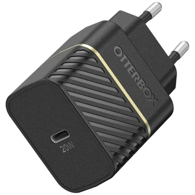 Afbeelding van OtterBox USB C PD EU Wandoplader 20W, snelle oplader voor smartphone en tablet, getest op vallen, robuust, ultraduurzaam, Zwart, Geen Retailverpakking