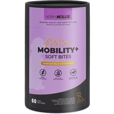 Afbeelding van Happy Mollie Mobility Plus Supplement Hond Zachte Snack Flexibiliteit en Mobiliteit Spieren Gewrichten Glutenvrij Met Glucosamine, Visolie, Groenlipmossel, Chondroïtine MSM 60 Stuks