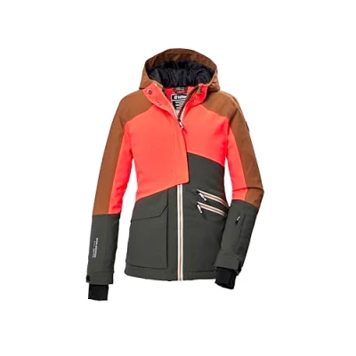 Afbeelding van killtec SKI jack voor meisjes, functionele jas met capuchon en sneeuwvanger KSW 405 GRLS JCKT, dark moss, 164, 42092 000
