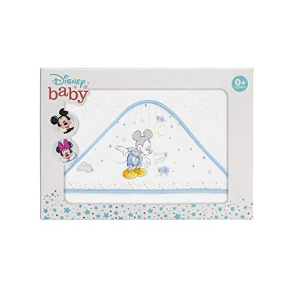 Afbeelding van Disney Badcape Mickey Mouse Junior 100 Cm Katoen Wit/blauw