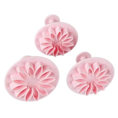 Afbeelding van Zenker fondant uitstekerset 3 delig uitsteker bloem 5,5/6/7cm in roze, kunststof
