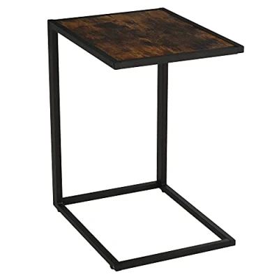 Afbeelding van HOMCOM Beistelltisch Metall, MDF 40,6L X 50,8B 64,2H cm Rustikal Braun+Schwarz