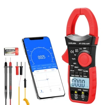 Afbeelding van SURLABA Bluetooth Stroomtang, Digitale Clamp Multimeter AC DC TRMS 6000 count, Spanning Stroom Tester APP Supported, NCV Volt Amp Capaciteit Weerstand Temperatuur Continuïteit Diode Frequentietest