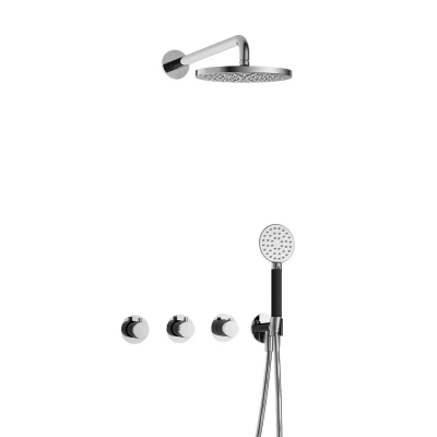 Afbeelding van Hotbath Cobber Regendoucheset IBS70 Chroom Ronde handdouche 20cm Hoofddouche Wandarm Handouche met wandhouder