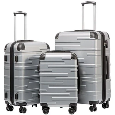 Afbeelding van COOLIFE 3 delige kofferset Bagagesets Carry On Hand Cabine Bagage Medium Koffer Grote Inchecken Uitbreidbare met harde schaal reiskofferset TSA slot ABS (Zilver, 56+67+77cm)