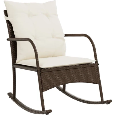 Afbeelding van vidaXL Tuinschommelstoel met kussens poly rattan bruin