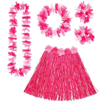 Afbeelding van WIDMANN Roze Hawaii set met rok voor volwassenen