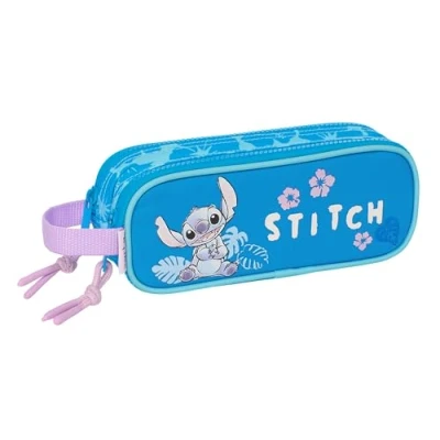 Afbeelding van Pennenetui met 2 vakken Lilo &amp; Stitch Hawaii Blauw 21 x 8 6 cm