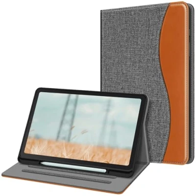 Afbeelding van Fintie Case voor Samsung Galaxy Tab S6 Lite 10.4 Inch Tablet 2020 Release Model SM P610 (Wi Fi) P615 (LTE) Multi Angle View Folio Stand Cover met Pocket, Gray/Brown