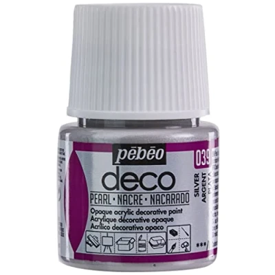Afbeelding van Verf zilver acryl parelmoer dekkend 45 ml déco Pébéo