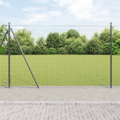 Afbeelding van vidaXL Euro Fence met 7 geflansde palen 1.4x10 m Gepoedercoat staal