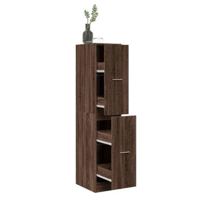 Afbeelding van Apothekerskast 30x41x144,5 cm bewerkt hout bruin eikenkleurig