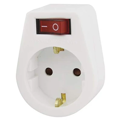 Afbeelding van EMOS Adapterstekker met schakelaar, wit, kinderbeveiliging, IP 20, tot 3680 watt